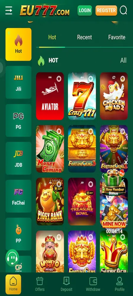 EU777 Game interface