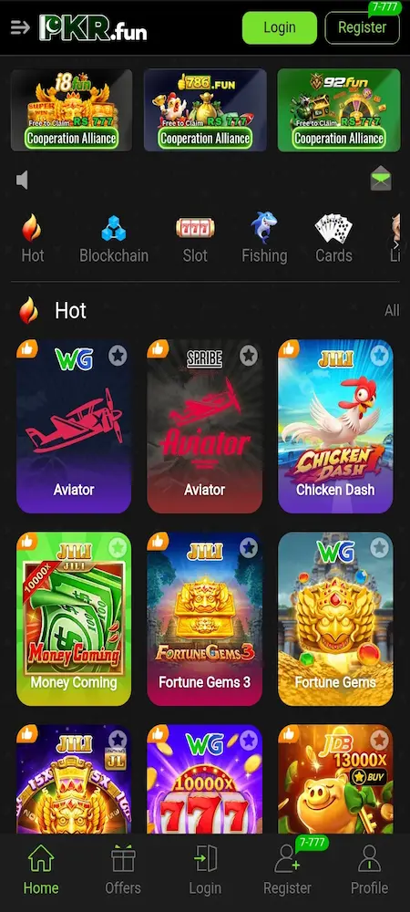 PKRFUN Game interface